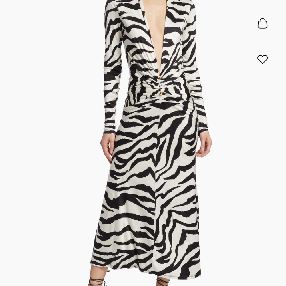 Ronny Kobo Collection Zebra Print Long Sleeve Dress